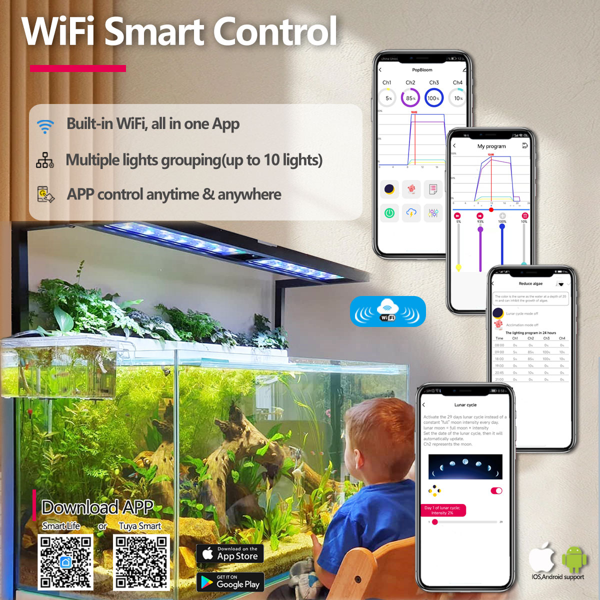 Aquarium Plant Light - Lampe LED à spectre complet WiFi